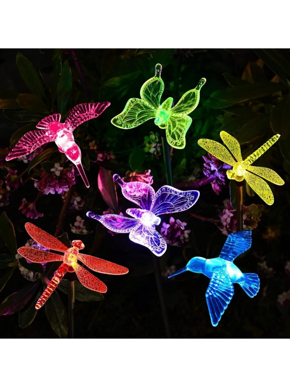 Color Changing Solar Garden Lights - Waterproof Butterfly & Hummingbird Decor